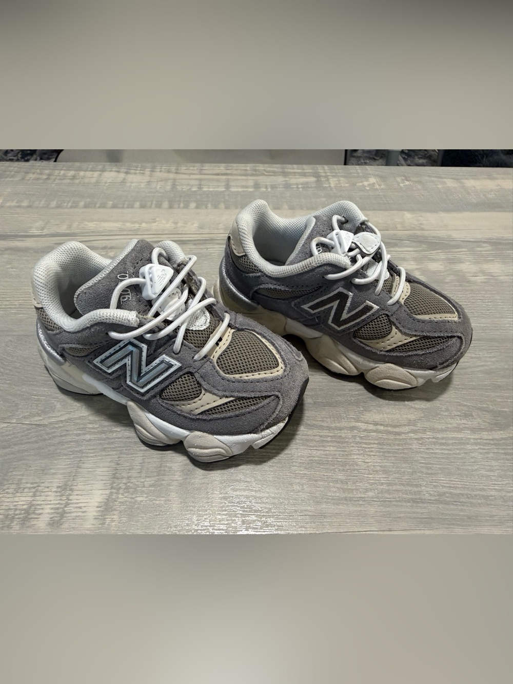 New Balance Kids Gray and Cream Athletic Sneakers